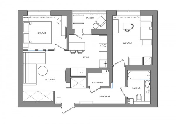 213957baoxaydung image018 Cùng nhìn qua mẫu thiết kế căn hộ xinh xắn có một phòng ngủ cho gia đình trẻ