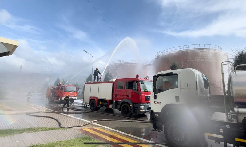 Nhà máy Nhiệt điện Vĩnh Tân 4 diễn tập phòng cháy chữa cháy, cứu nạn cứu hộ cho người lao động